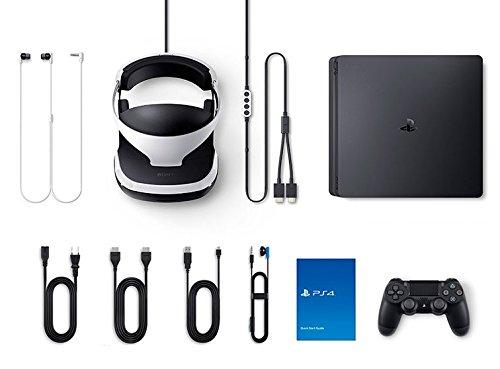 PlayStation VR Start Bundle 5 Items:VR Headset,Move Controller,PlayStation CamMotion Sensor, Sony PS4 Slim 1TB Console - Jet Black,VR Game Disc PSVR EV-Valkyrie