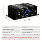 400W Mini Power Amplifier: Get Crystal Clear Audio With 2.0 Stereo Sound For Home/Car Theater System