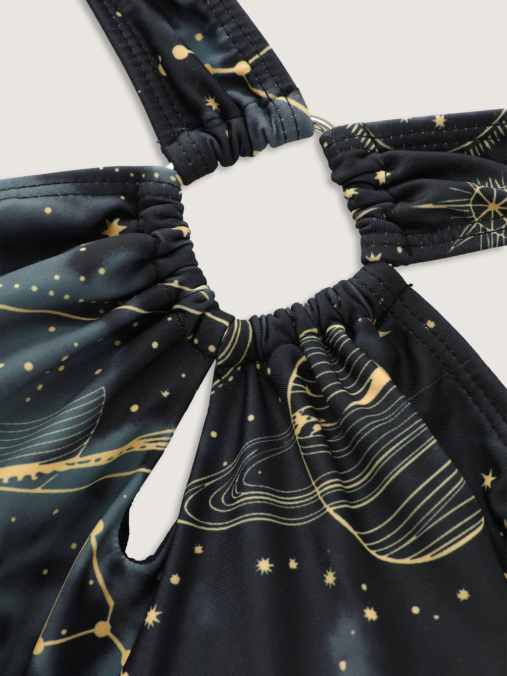 Galaxy Print Halter Neckline Swim Dress