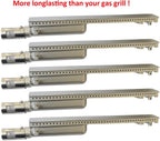 GRILLJOB 5PC Cast  Steel 304 BBQ Grill Burners & 5 Lock Pins Upgraded B