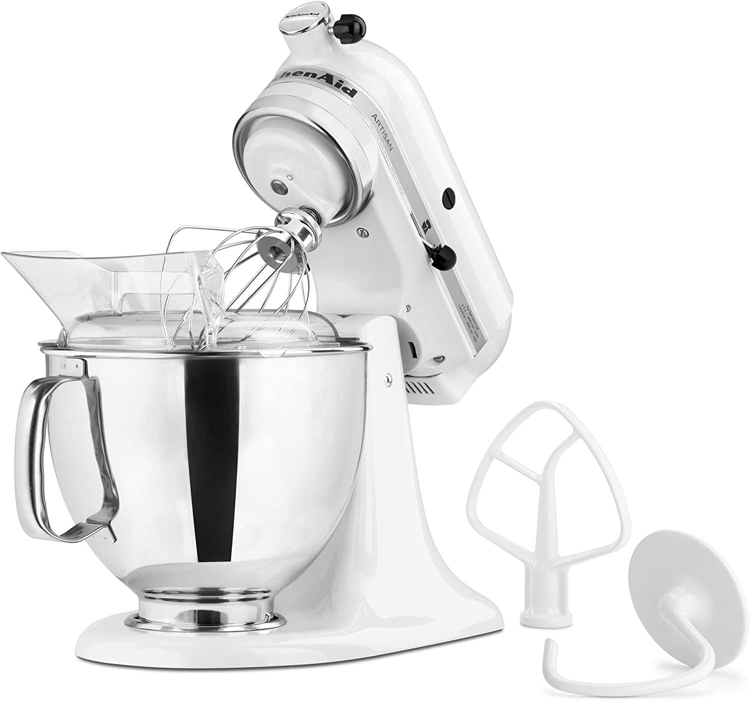 KitchenAid KSM150PSWH Artisan Series 5-Qt. Stand Mixer with Pouring Shield - White