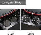 4pcs Bling Car Coaster, Universal Bling Car Interior Accessories for Women, 2.75 inch Silicone Anti-Slip Shockproof Fashion Vehicle Automotive Cup Holder Coasters Insert Crystal Rhinestone (Black)