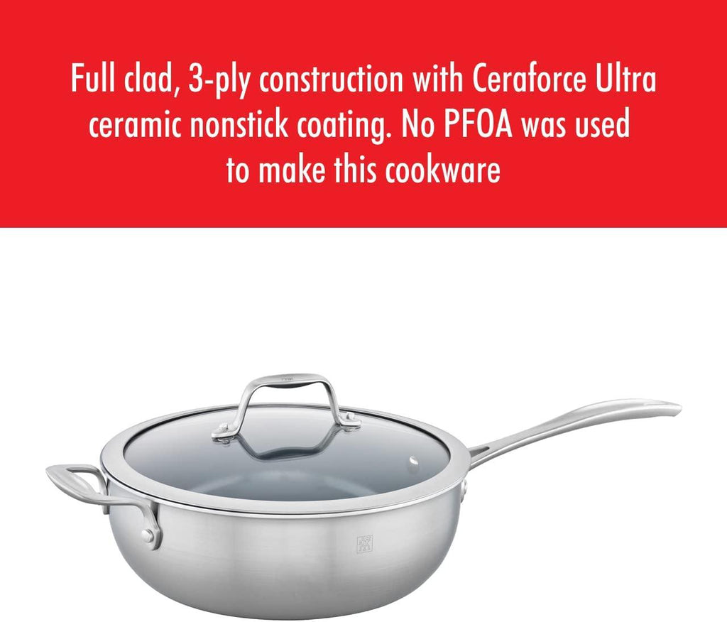 ZWILLING Spirit Ceramic Nonstick Perfect Pan, 4.6-qt, Stainless Steel