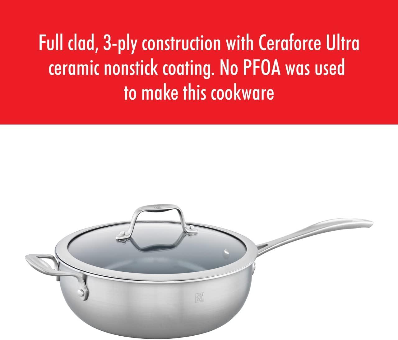 ZWILLING Spirit Ceramic Nonstick Perfect Pan, 4.6-qt, Stainless Steel