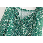 vintage long sleeve green floral maxi dress