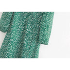 vintage long sleeve green floral maxi dress