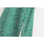 vintage long sleeve green floral maxi dress