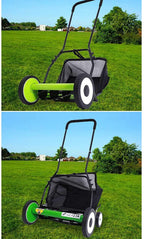 SuoANI Manual Reel Mower Adjustable Push Lawn Mower w/Removable Grass Catcher Battery-Powered Lawnmower with Grass Catcher Bag Height Adjustment