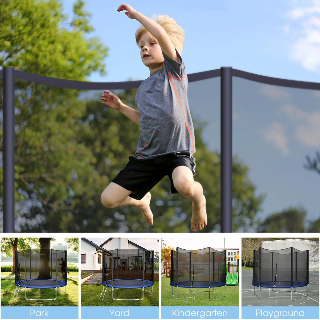 Trampoline 10 FT with Safe Enclosure Net, Kids Trampoline for Play &amp; Exercise Indoor or Outdoor, 661 LB Capacity for 3-4 Kids, Waterproof Jump Mat, Backyard Trampoline Ladder for Adults Jump Sports
