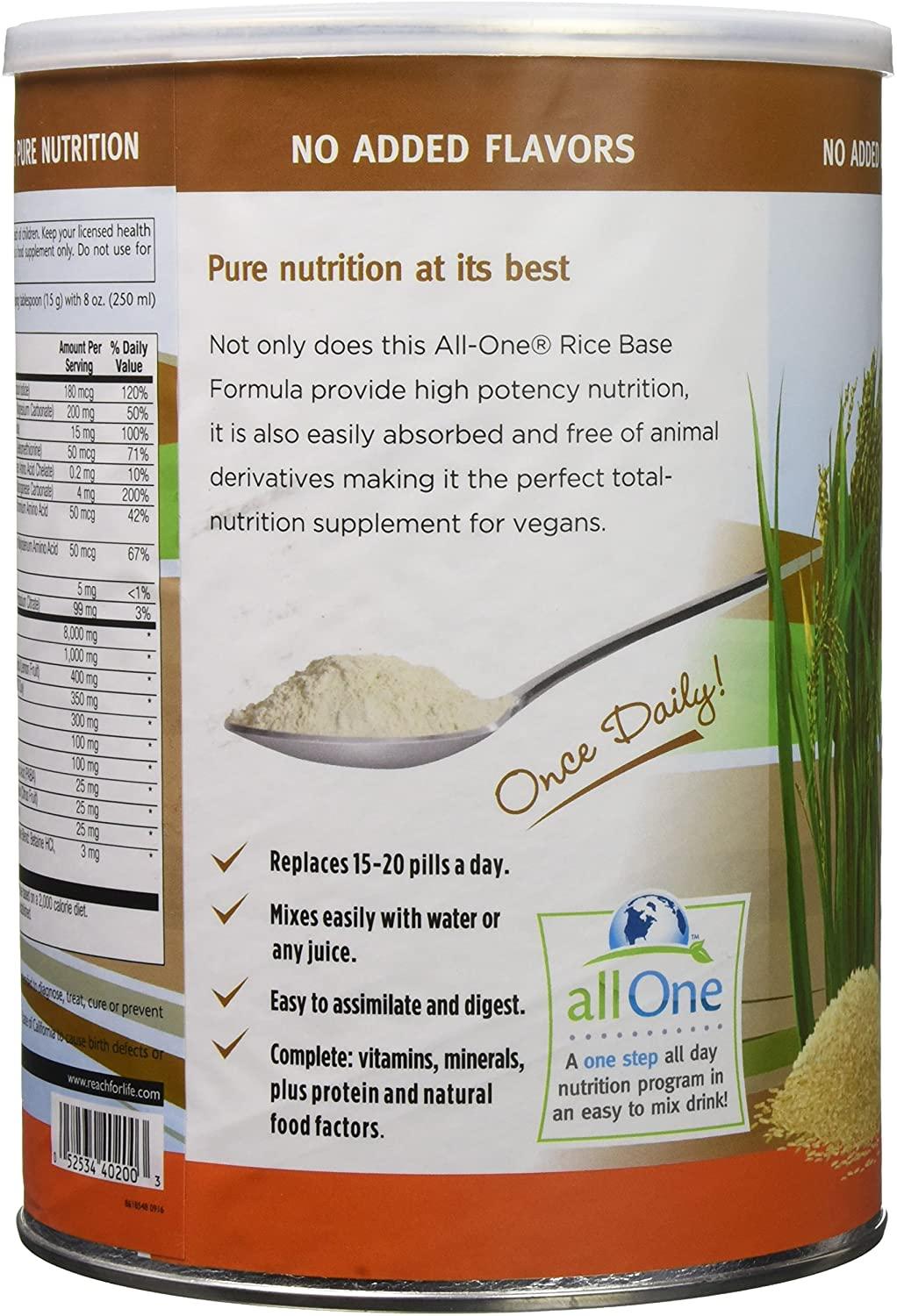 All One Rice Base 66 Day Supply Powder, Unflavored, 6 Count