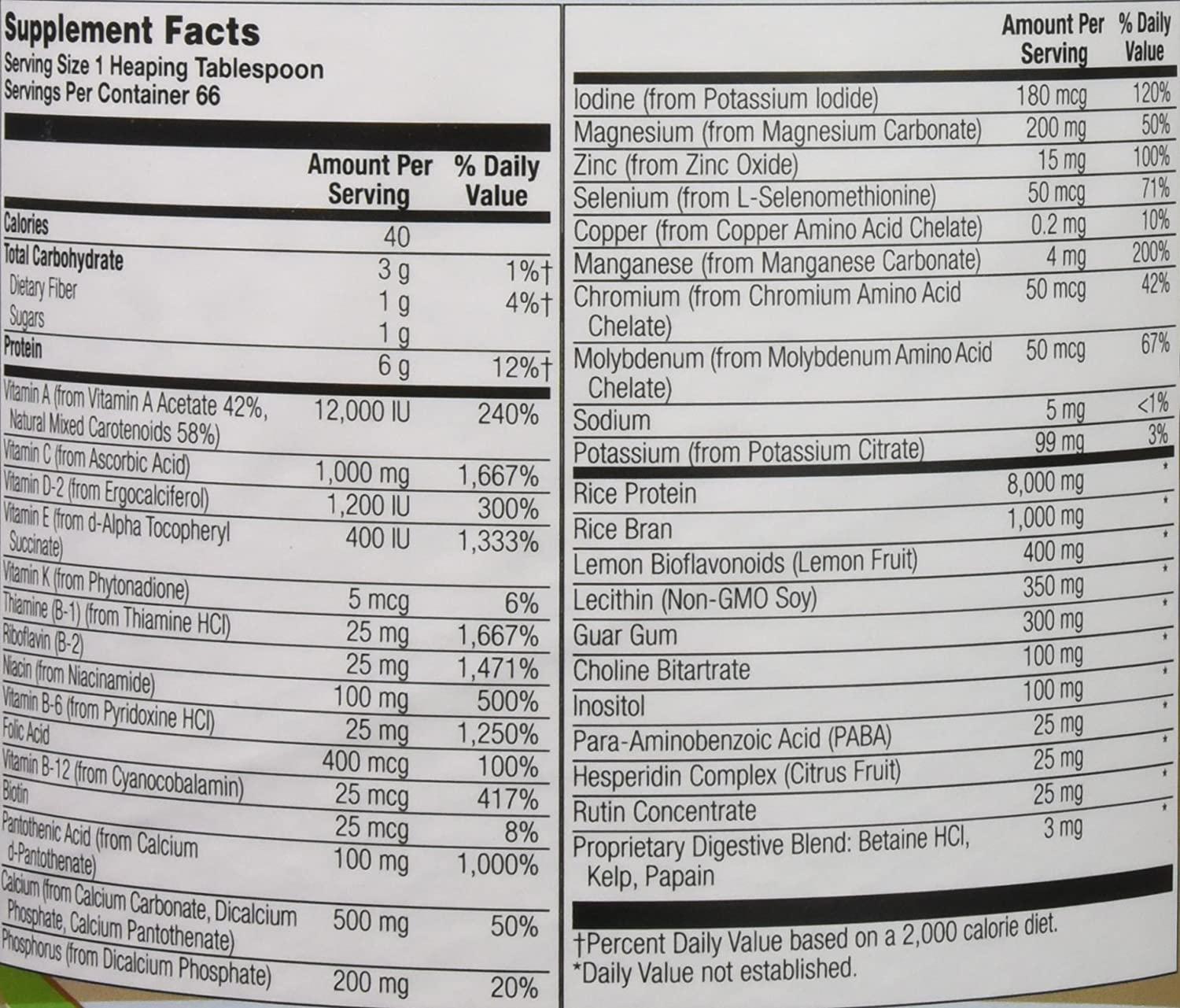 All One Rice Base 66 Day Supply Powder, Unflavored, 6 Count