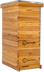 Bee Hive 8 Frame Complete Bee Hives and Supplies Starter Kit, Beeswax Coated Beehives for Beginners with Bee Hive Frame and Waxed Foundation Include 2 Deep Hive Box and 2 Medium Bee Hive Super