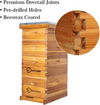 Bee Hive 8 Frame Complete Bee Hives and Supplies Starter Kit, Beeswax Coated Beehives for Beginners with Bee Hive Frame and Waxed Foundation Include 2 Deep Hive Box and 2 Medium Bee Hive Super
