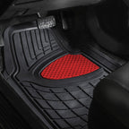FH Group Automotive Floor Mats - Heavy-Duty Rubber Floor Mats for Cars, Universal Fit Full Set, Climaproof Floor Mats, Trimmable Floor Mats for Most Sedan, SUV, Truck Floor Mats Red