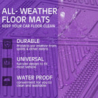 CAR PASS Heavy Duty Rubber Floor Mats 4-Piece Car Mat Set - Universal Waterproof Floor Mats for Car SUV Truck, Durable All-Weather Mats(Purple)
