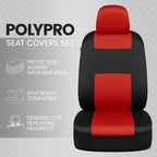 BDK PolyPro Car Seat Covers Full Set in Red on Black – Front and Rear Split Bench Seat Covers, Easy to Install, Accessories for Auto Trucks Van SUV