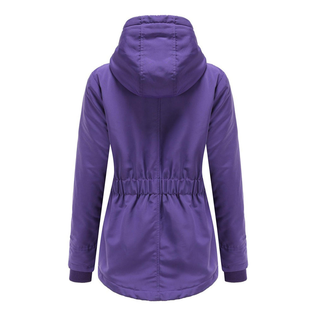 DGHM-JLMY 1/2 Pack Women's Windproof Waterproof Cotton Coats Fashion Warm Hooded Outerwear Solid Thick Fleece Jacket