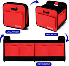 Homeve Trunk Organizer for Car, Car Storage, Reinforced Handles, Collapsible Multi-Compartment Car Organizers Foldable and Waterproof, 600D Oxford Polyester, Suitable for Any Car, SUV, Mini-Van, Red