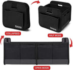 Homeve Car Trunk Organizer, Car Storage, Reinforced Handles, Collapsible Multi-Compartment Car Organizers, Foldable and Waterproof, 600D Oxford Polyester, Suitable for Any Car, SUV, Mini-Van, Black