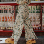 floral wide leg bohemian pants
