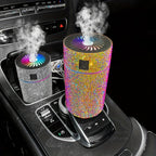 Luxury Rhinestone Car Diffuser Humidifier With LED Light Auto Air Purifier Aromatherapy Diffuser Air Freshener Car Accessories