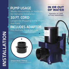 Alpine Corporation 10300 GPH Outdoor Décor Accessory for Fountains, Waterfalls, and Water Circulation