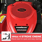 PowerSmart Push Lawn Mower Gas Powered - 21 Inch, Side Discharge and Mulching Lawn Mower with 144cc OHV 4-Stroke Engine, 5 Adjustable Heights 1.18"-3", Oil Included