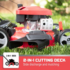 PowerSmart Push Lawn Mower Gas Powered - 21 Inch, Side Discharge and Mulching Lawn Mower with 144cc OHV 4-Stroke Engine, 5 Adjustable Heights 1.18"-3", Oil Included