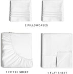 Queen Size 4 Piece Sheet Set - Comfy Breathable &amp; Cooling Sheets - Hotel Luxury Bed Sheets for Women &amp; Men - Deep Pockets, Easy-Fit, Extra Soft &amp; Wrinkle Sheets - White Oeko-Tex Bed Sheet Set
