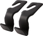 AMVOYOA Headrest Hooks for Car, Back Seat Organizer Black Leather Hanger Holder Hook, for Hanging Purses and Bags and Coats, Pack of 2