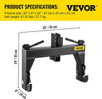 3080 LBS 3-Point Tractor  Hitch, Black