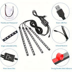 Neon LED Car Interior Ambient Foot Strip Light Kit Accessories Backlight Remote App Remote No Battery Music Control Auto RGB Decorative Lamps