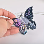 Exquisite Colorful Black Butterfly Jesus Cross Pendant, Bicycle Rearview Mirror Ornament, Key Chain, Holiday Gift
