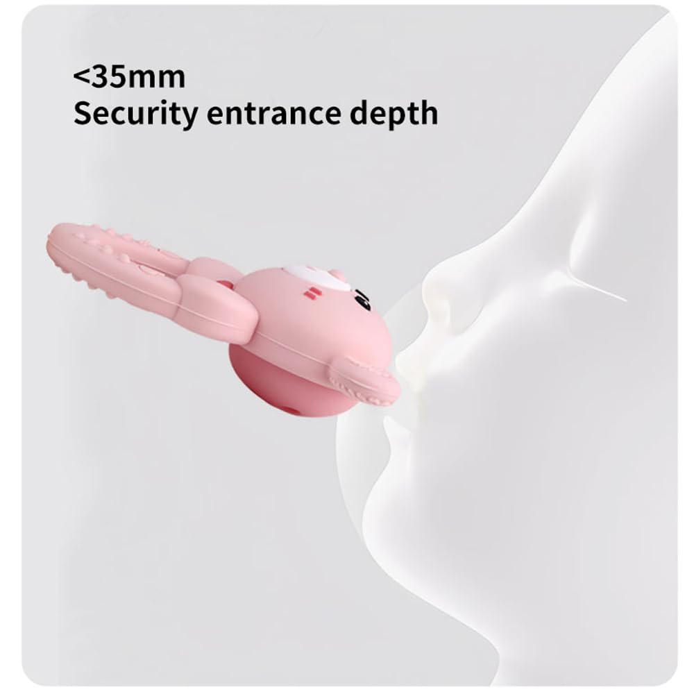 Baby Bear Teething Ring Rattle, Soft Silicone Teether Toy, Blue (Turquoise)