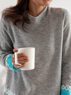 Casual Retro Pattern High Neck Long Sleeves Sweater