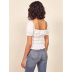 square collar puff sleeve top