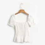 square collar puff sleeve top