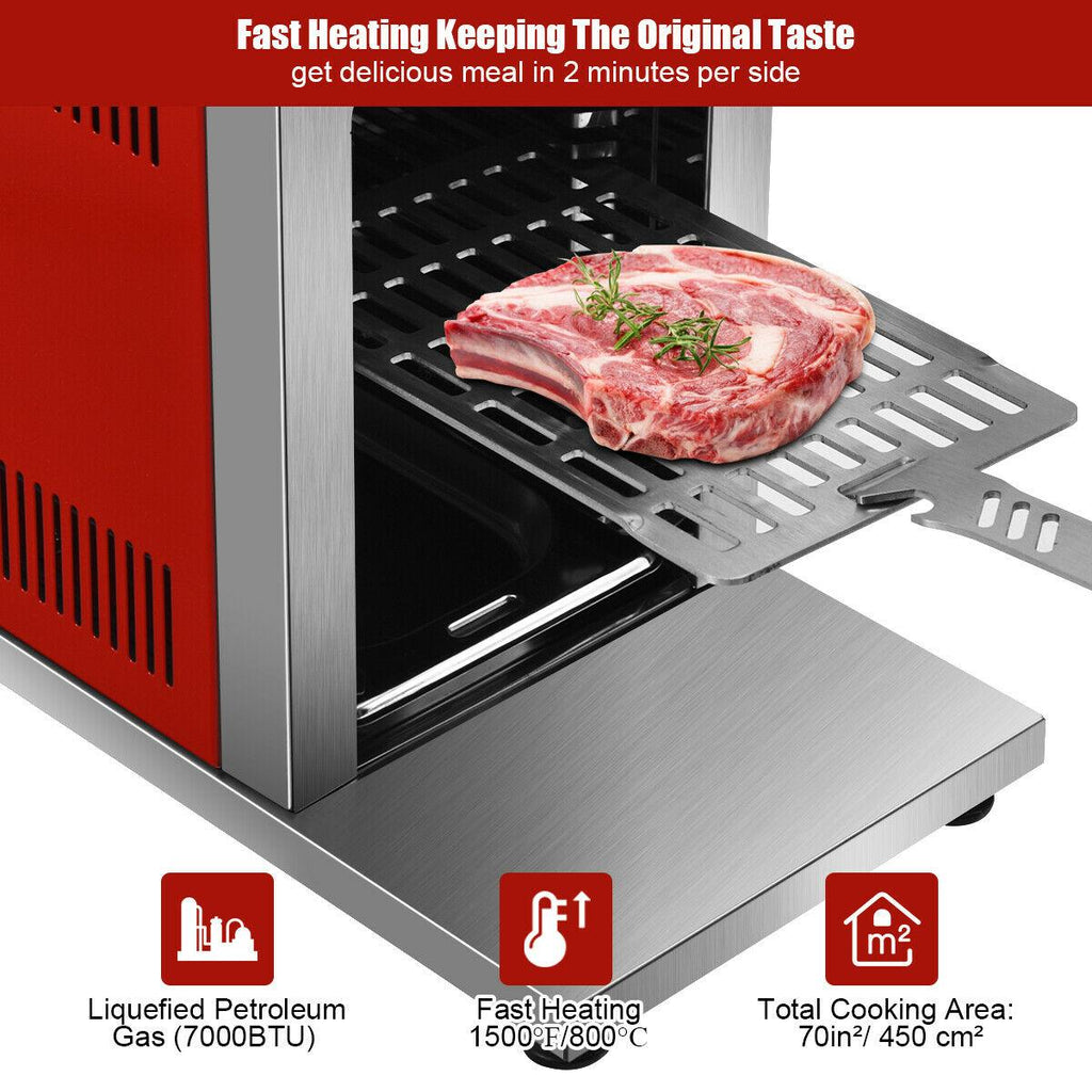 Propane Infrared Steak Grill BBQ  Steel Single Burner Vertical Cooking
