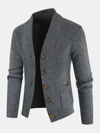 mens plain butt front thick double pockets cotton raglan sleeve sweater coat
