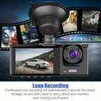 3 Camera Lens Car DVR, 3-Channel Dash Cam HD 1080P Front And Rear Dual Lens Dashcam ParLot Monitoring, Infrared Night Vision Image