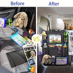 Car Seat Back StoraBag, Waterproof Durable Car Seat Organizer With Clear Screen Tablet Holder, 12 StoraPockets Seat Back Protectors