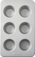KitchenAid Nonstick Aluminized Steel Mega Muffin Pan, 6-Cup, Silver