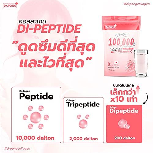 Collagen Dipeptide Plus Vitamin C From Japan No sugar Anti Aging Reduces Wrinkles EXPRESS DHL Dr.Pong 100,000 mg (Packs of 8) By Thaigiftshop [Get Free Tomato Facial Mask]