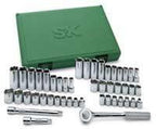 SKT94547 S K Hand Tools 47 Piece 3/8" Drive SAE/Metric 6 Point Complete Socket Set