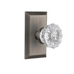 Studio Plate 2-3/8 in. Backset Antique Pewter PassaHall/Closet Crystal Glass Door Knob