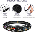 Anime Steering Wheel Cover Anime Car Accessories for Men Women with 2 Pcs Car Air Freshener, 15 Inch Anti-Slip Car Steering Wheel Covers Universal Fit