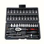 46pcs Car Repair Tool Kit, 1/4 Inch Drive Socket Ratchet Wrench Set,Combo Tools Kit Bicycle Auto Repairing Tool