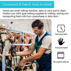 Cow Goat MilMachine, Pulsation Vacuum Pump Milker, Automatic Portable Livestock MilSupplies and Equipment with  Steel Bucket
