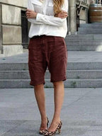 Solid color cotton and linen casual pants