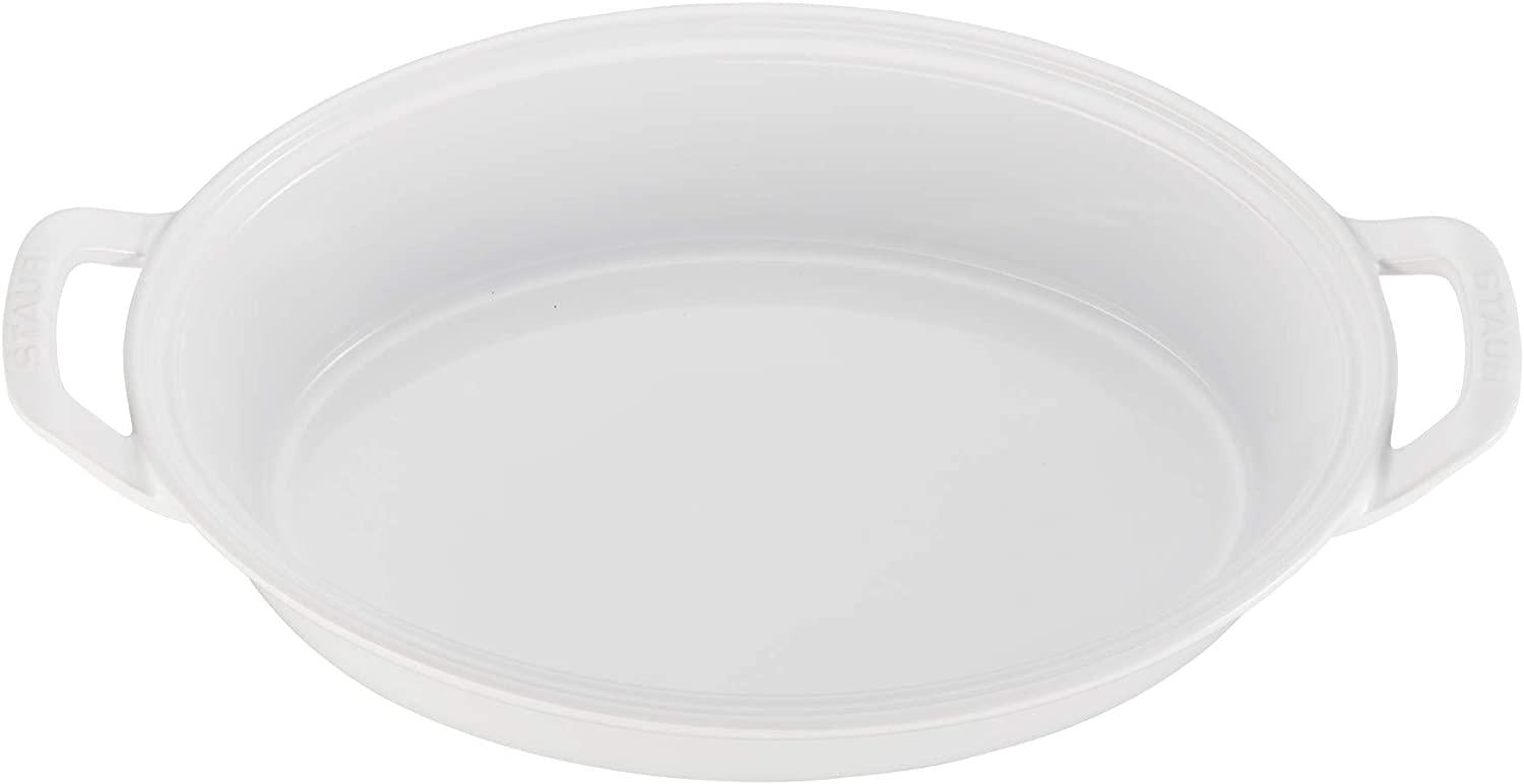 STAUB - 40508-685 Staub Ceramics Oval Covered Baking Dish, 14-inch, White